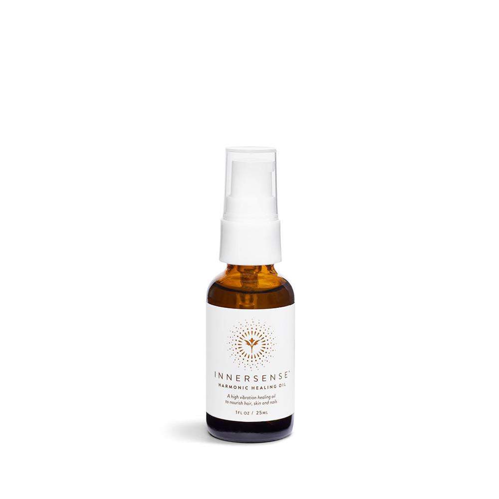 Innersense Harmonic Healing Oil – braune Glasflasche 25ml mit Sprühkopf, weißer Hintergrund – Haarpflege