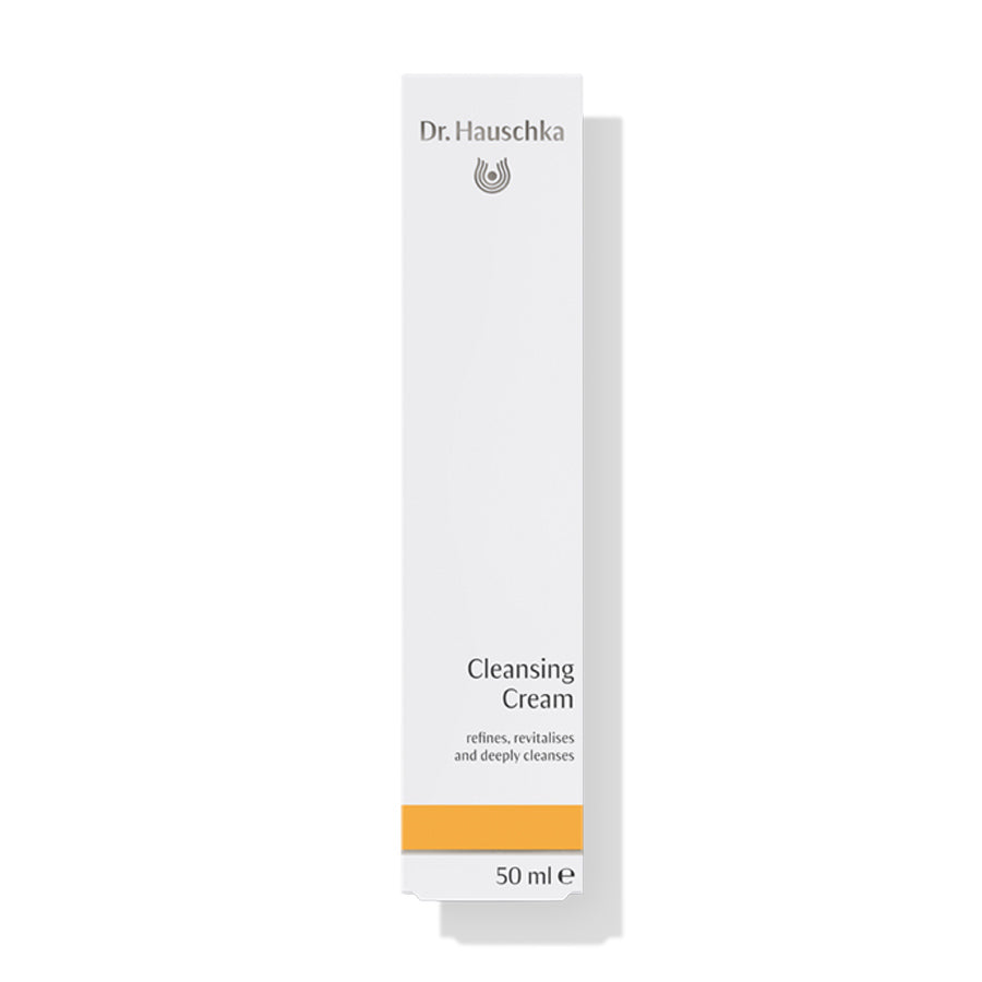 Dr. Hauschka Gesichtswaschcreme – weiße Tube 50 ml, orangefarbener Streifen, weißer Hintergrund – Hautpflege