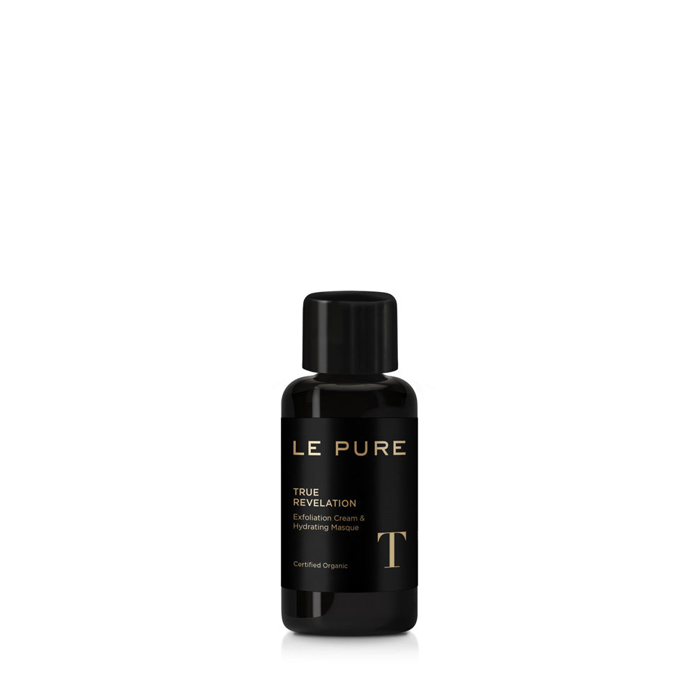 LE PURE True Revelation – schwarze Flasche 30ml, schwarzer Deckel, weißer Hintergrund – Hautpflege