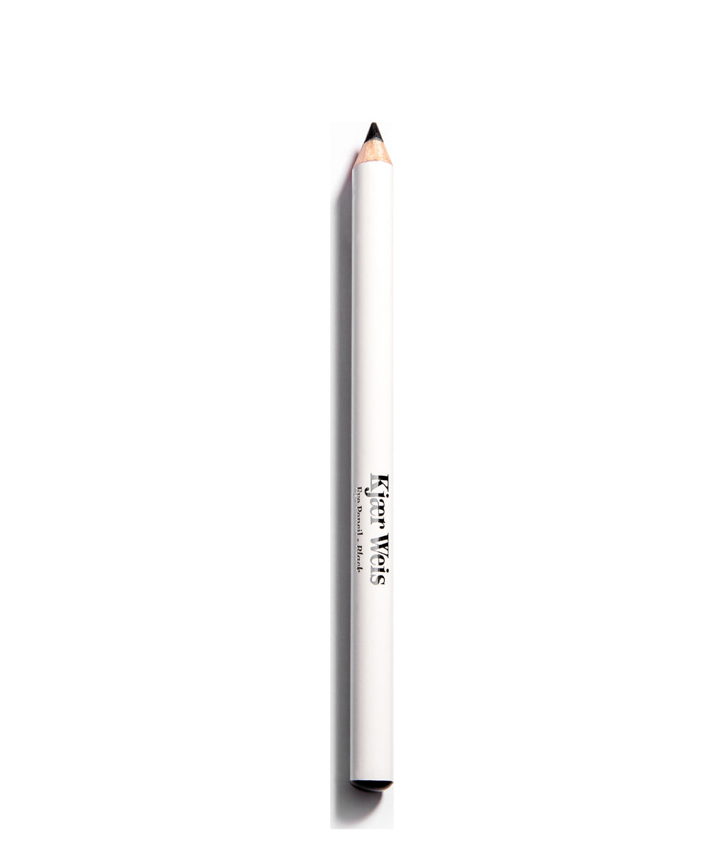Kjaer Weis Eye Pencil Black Refill – weißer Stift, schwarze Spitze, weißer Hintergrund – Augen-Make-up