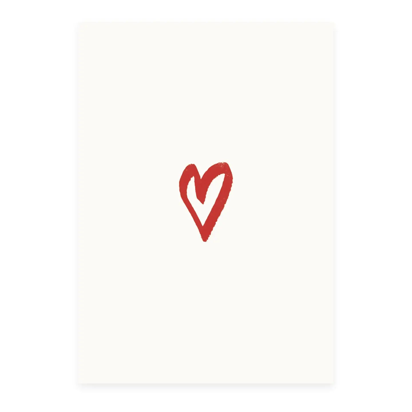Postcard Heart – cream background with red heart motif – greeting card