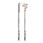 Kjaer Weis Brow Pencil – white pencil with silver cap, brown lead, white background – brow styling