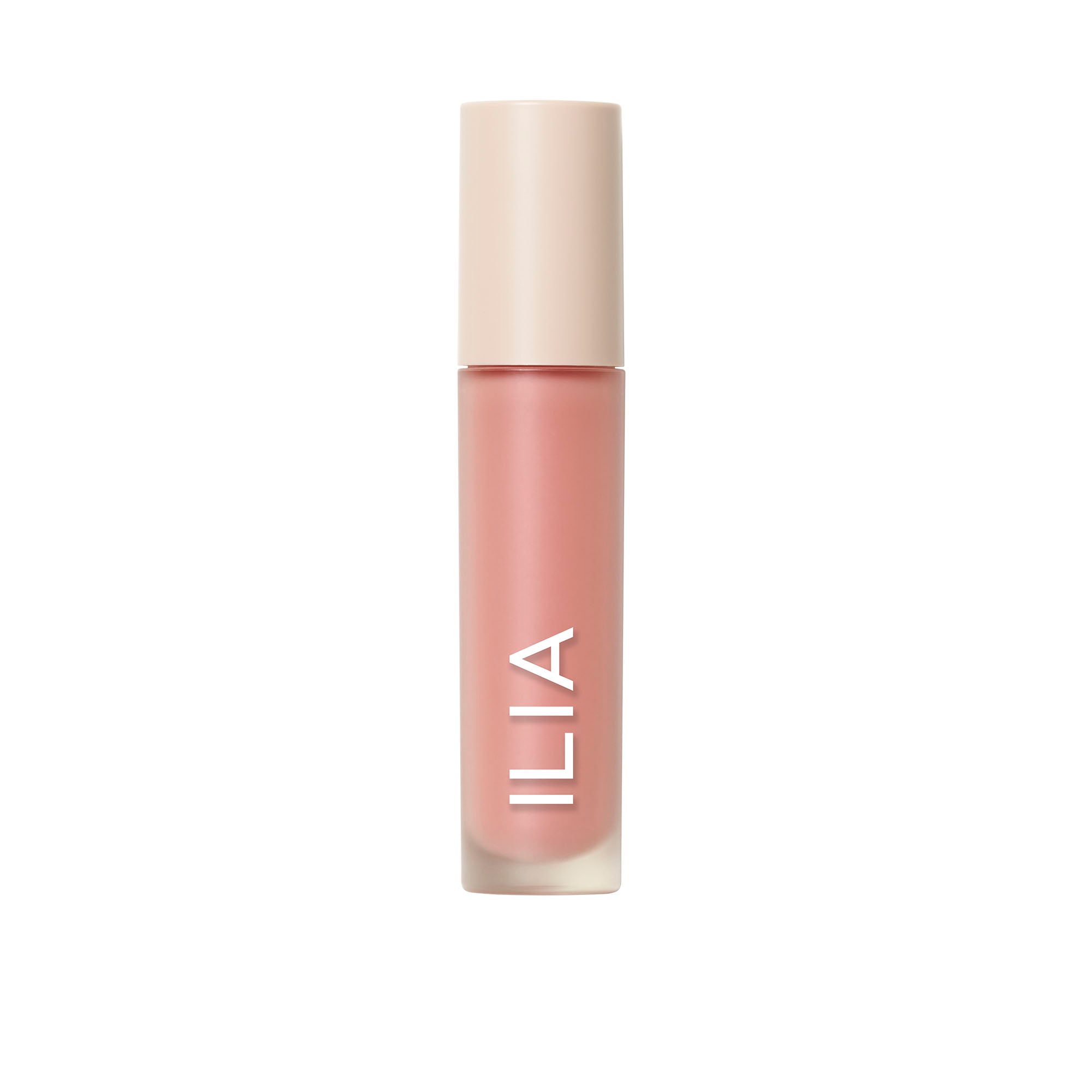 ILIA Overglaze Hydrating Lip Gloss – pink tube with cream cap on white background – lip care