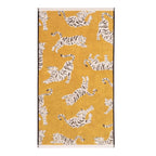 Tigers Organic Cotton Bath Towel with white tigers on mustard yellow background – beach towel