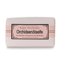 Sapo Orchidea Orchideenölseife – cremefarbene Seife mit rosa Etikett, weißem Hintergrund – Hautpflege