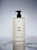 Salt & Stone Neroli & Basil Hand Wash – white pump bottle 450ml, black pump, gray background – skin care