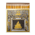 Fireside Matches – white box with gold-black fireplace design, open with wooden matches – Home Decor