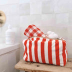 Vic Pouch Terry Stripes Tomato/ecru