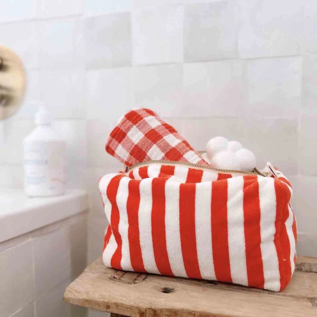 Vic Pouch Terry Stripes Tomato/ecru
