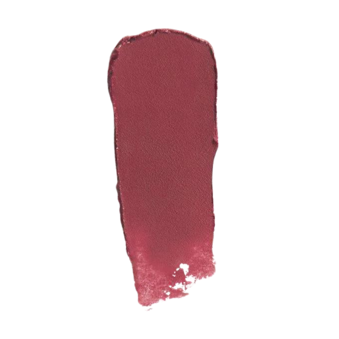 Lip Stick Genuine – burgunderroter Lippenstift-Swatch auf weißem Hintergrund – Make-up