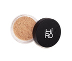 Hiro Mineral Foundation Blondie SPF 25 – durchsichtige Dose mit schwarzem Deckel, weißer Hintergrund – Make-up