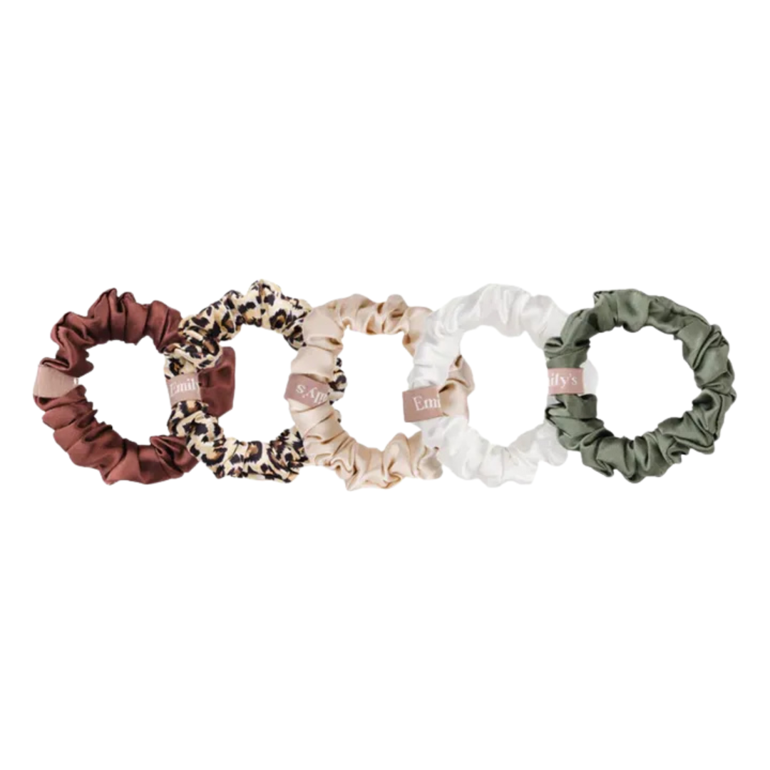 Seidenscrunchie Set S Grün-Leo