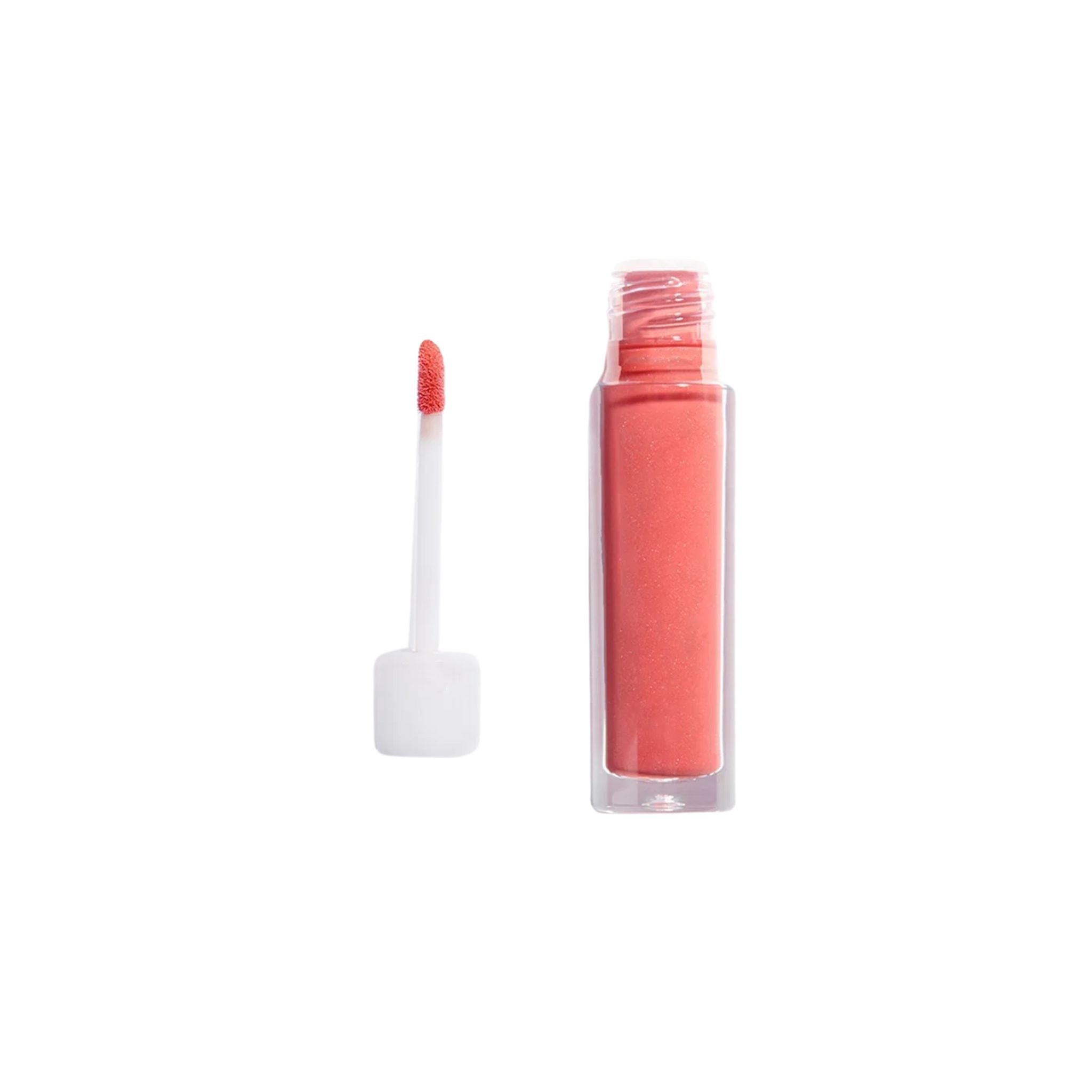 Fascination Lip Gloss Refill in einer durchsichtigen Tube mit Applikator auf weißem Grund.