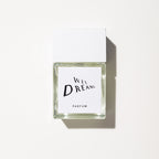 Wet Dreams Parfum – square glass bottle with white cap, white background – perfume