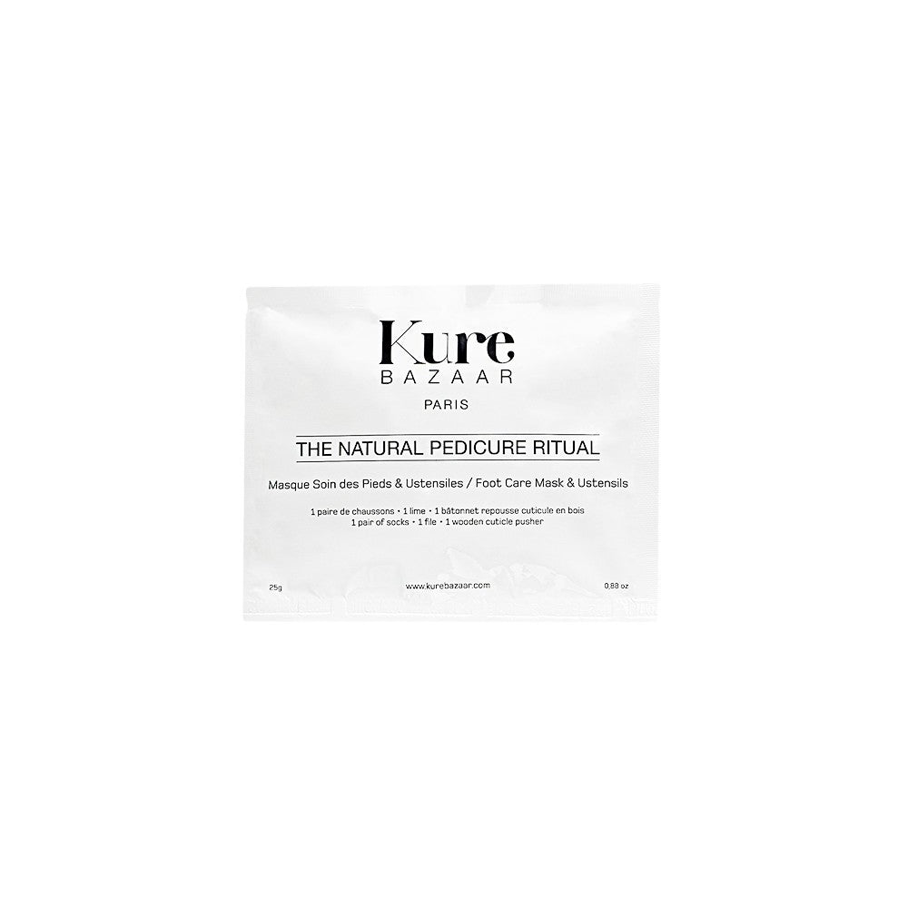 Kure Bazaar The Natural Pedicure Ritual – weiße Einwegverpackung 25g, weißer Hintergrund – Fußpflege