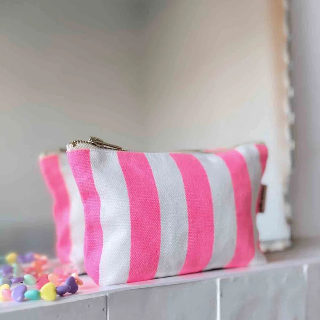 Sofia Pouch Stripes Neon Pink