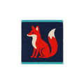 Towel featuring a red fox on a navy blue background