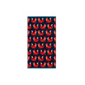 Kissing Foxes Organic Cotton Hand Towel in dark blue with red foxes on a white background, bathroom accessory