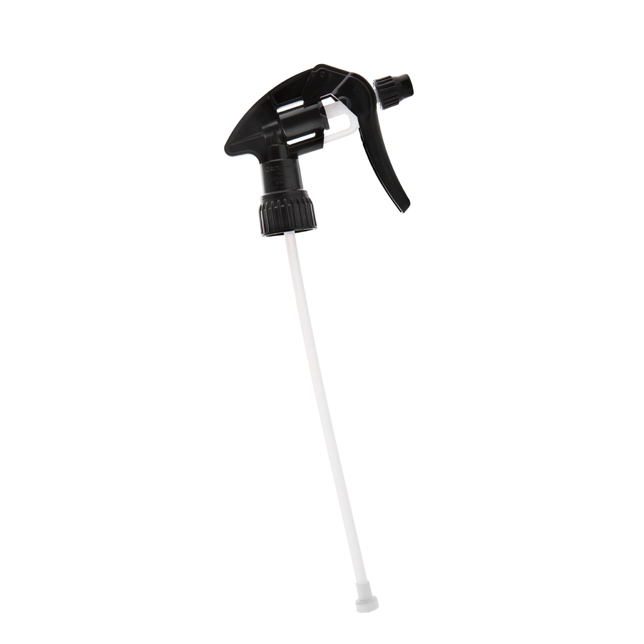 No. 084 Linen Water Spray Top schwarzer Sprühkopf mit weißem Schlauch auf weißem Hintergrund, Textilpflege