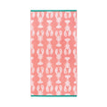 Lobster Pink Organic Cotton Bath Towel, rosafarbenes Handtuch mit Hummer-Muster auf weißem Hintergrund, Bad-Accessoires