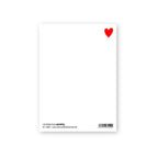 Back of the white LOVE U postcard by HERR&FRAUHEMPEL with red heart