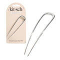Kitsch Metal French Hair Pin in silver on beige cardboard packaging, 1 piece, hair styling