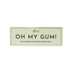 Oh My Gum! plant-based mint chewing gum in a light green pack on white background, oral care