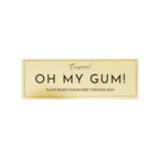 Plant Based Chewing Gum Tropic in gold packaging on a white background, oral care.