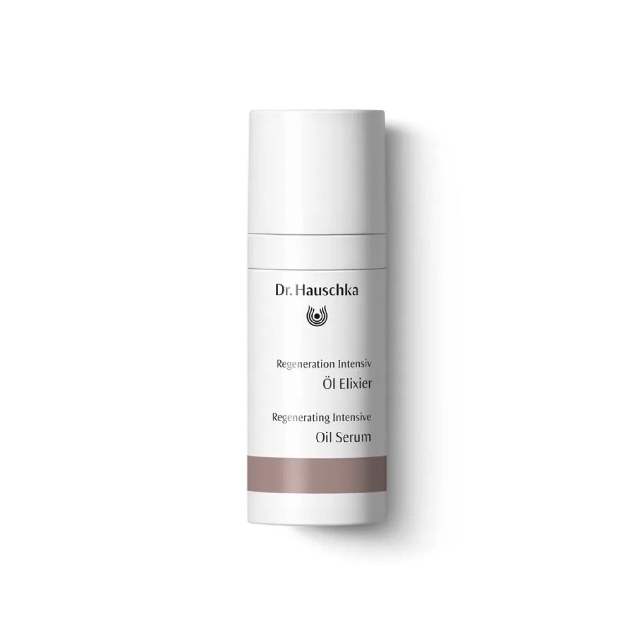 Dr. Hauschka Regeneration Intensiv Öl Elixier in einer weißen Flasche mit weißem Verschluss für die Hautpflege.