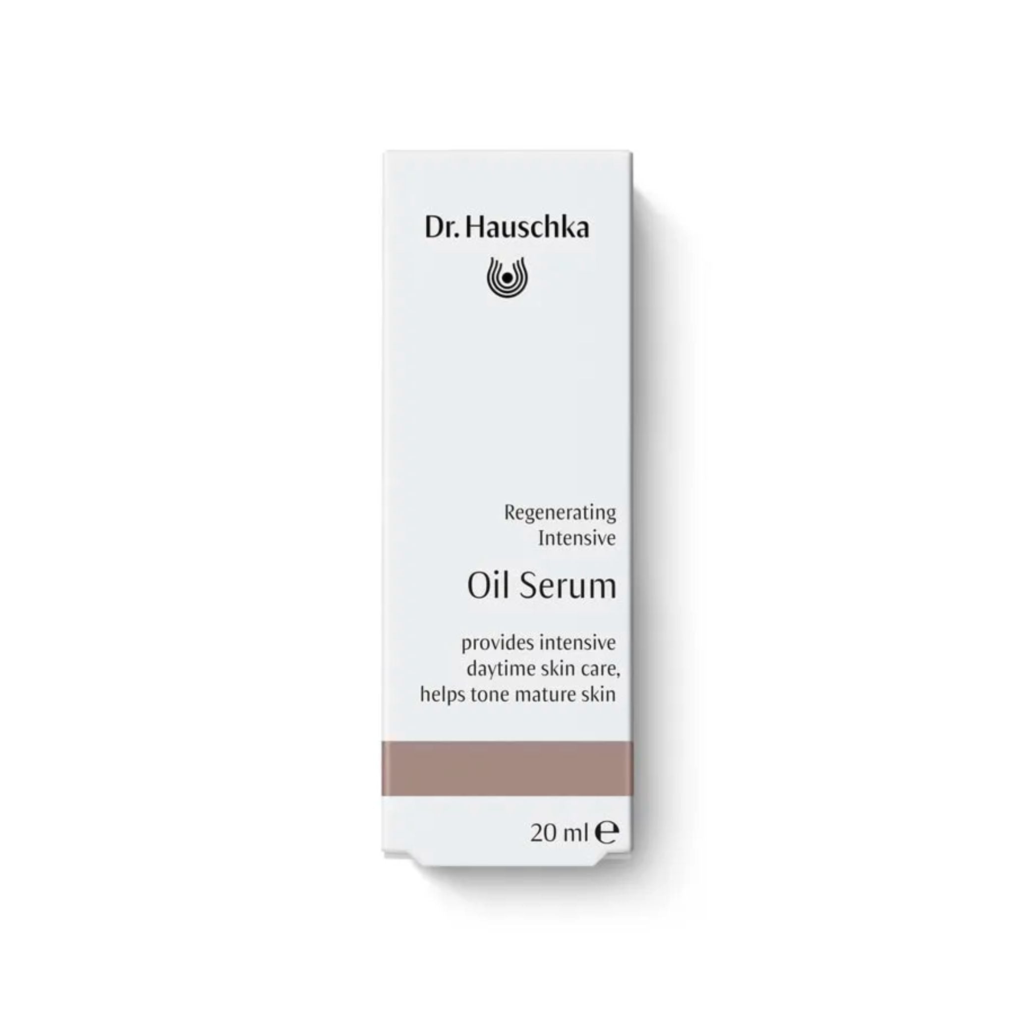 Dr. Hauschka Regenerating Intensive Oil Serum in weißer Kartonverpackung für die Hautpflege.