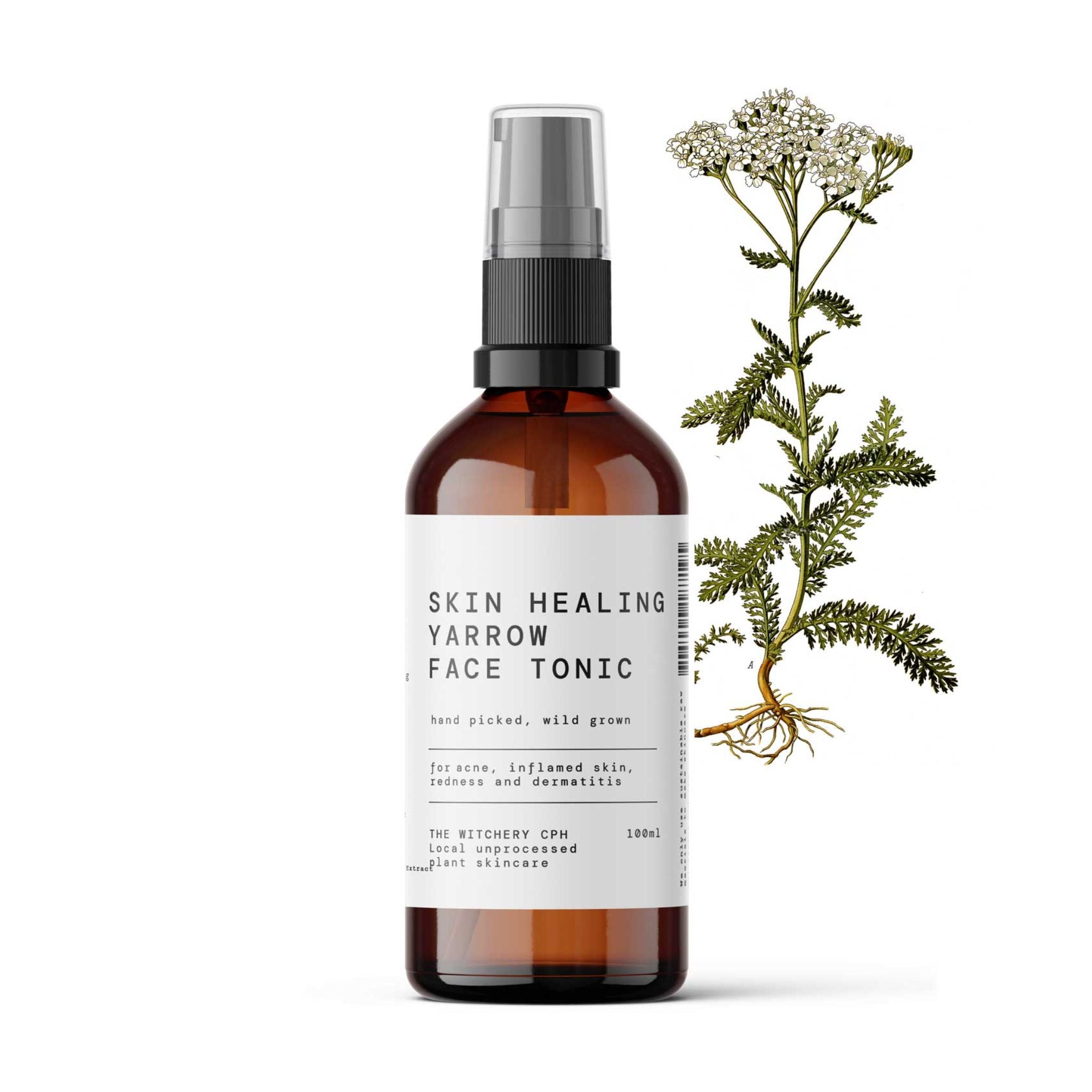 The Witchery CPH Skin Healing Yarrow Face Tonic in a brown spray bottle with white label, skin care.